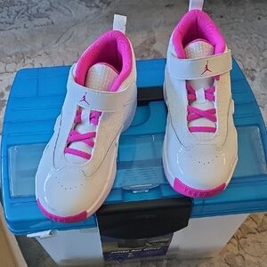 Girls Jordan  White and Pink Sneakers